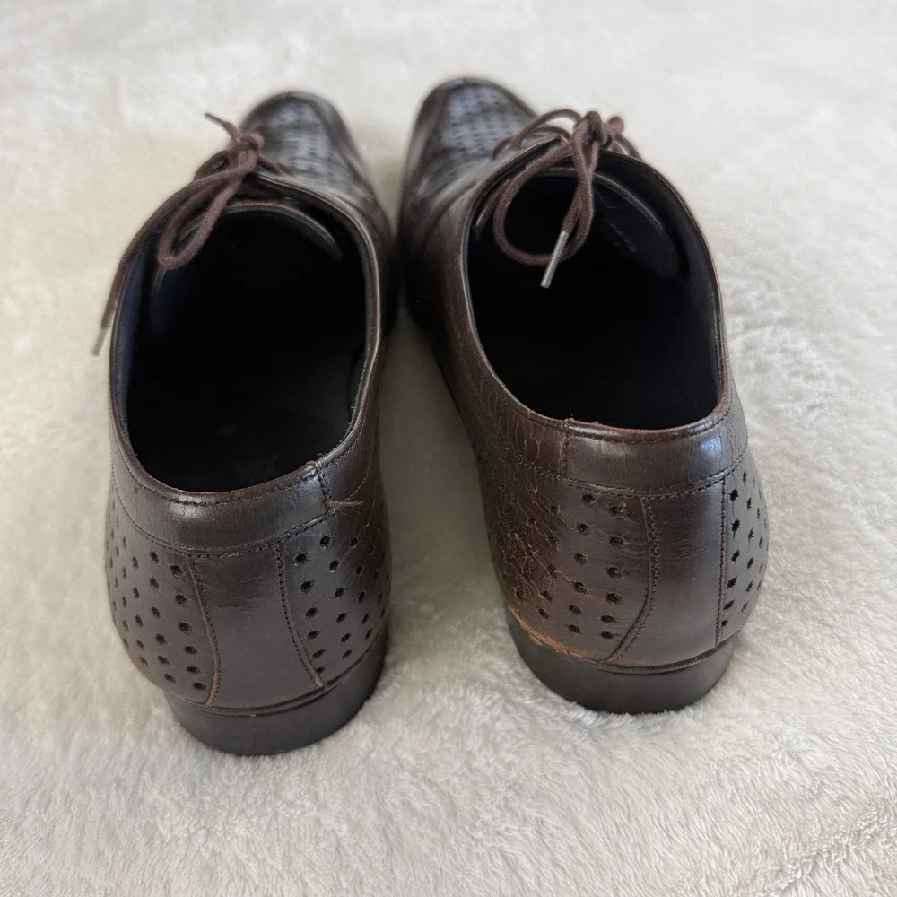 Vtg Mezlan Okanagan Oxford Mens 11M Brown‎ Perforated Leather Spain Y2K Luxury